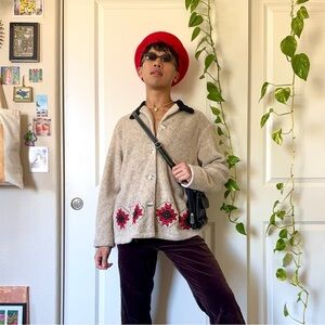 Vintage Boho Button-Up Teddy Coat